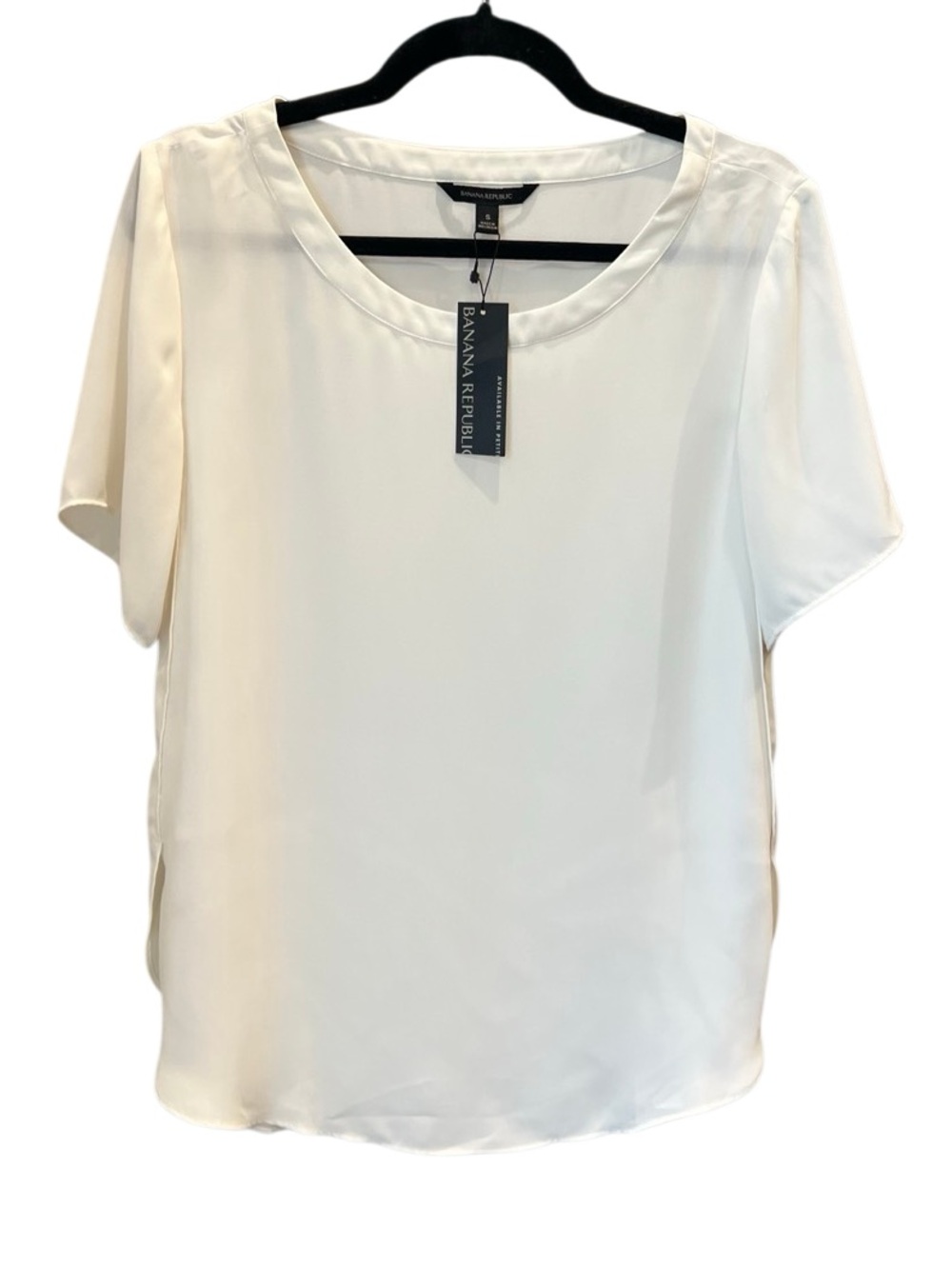Banana Republic Scoop Neck Short Sleeve Blouse - White Size Small